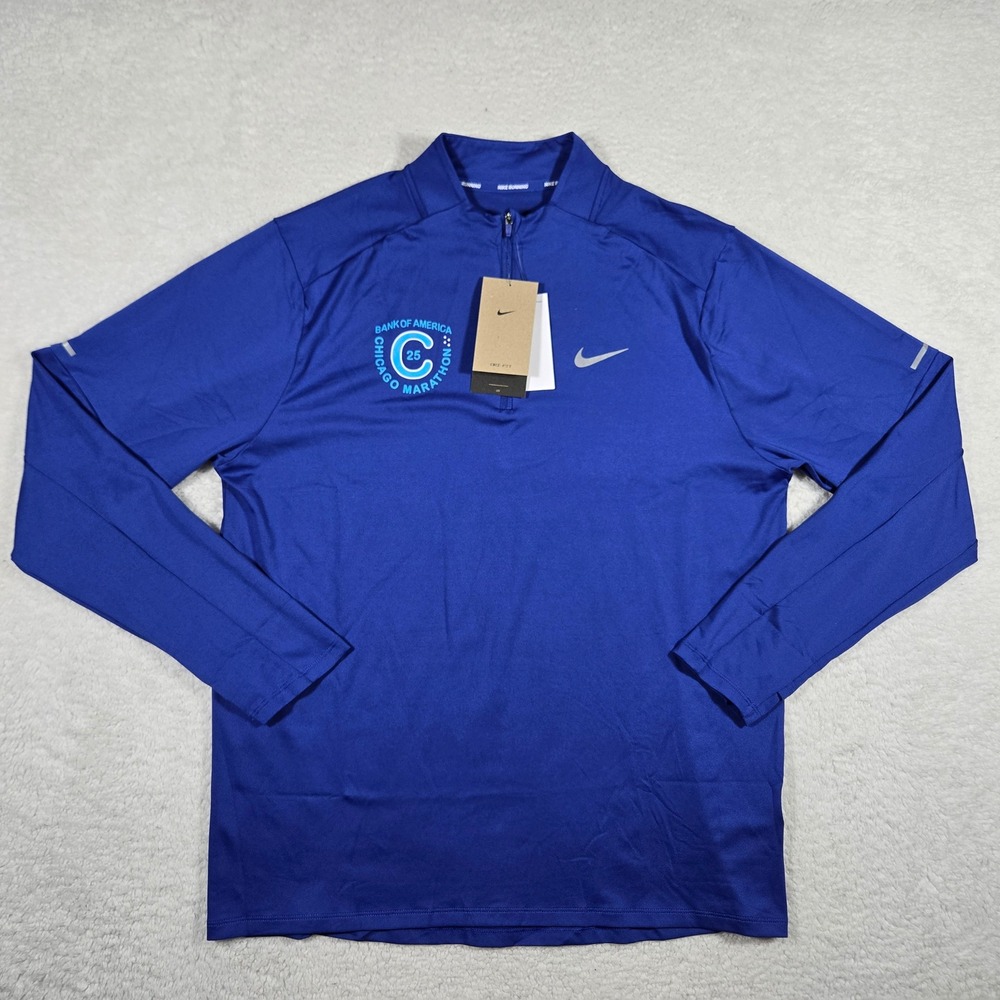Nike Chicago Marathon 2025 Dri-FIT UV 1/4 Zip Running Top Blue Mens L HQ4199-539